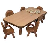 "BaseLine Toddler 60"" x 30"" Rectangular Table & Chair Set - Natural Wood - Children's Factory AB74612NW5"