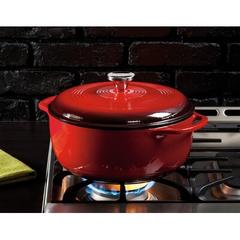 Lodge Enameled Cast Iron Dutch Oven Enameled Cast Iron/Cast Iron in Red/Gray | 7.31 H x 13.56 W in | Wayfair EC6D43