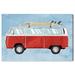 Oliver Gal Transportation Surfing on the Go Red Trucks & Busses - Floater Frame Painting on Canvas in Black | 30 H x 45 W x 1.5 D in | Wayfair