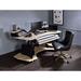 Zoomie Kids Bradman Curved Desk Wood/Metal in Black/Brown | 37 H x 71 W x 40 D in | Wayfair 565368B6F9F14B96A8D0569DF82D757D