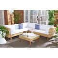 George Oliver Chicago Outdoor 4 Piece Sectional Seating Group w/ Cushions Synthetic Wicker/All - Weather Wicker/Wicker/Rattan in Brown | Wayfair