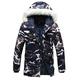 Loeay Mens Casual Jacket Plus Size Winter Thick Camouflage Jacket Men's Parka Coat Male Hooded Parkas Jacket Military Army Coat Navy Camo 5XL