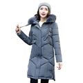 HOMEBABY Womens Down Puffa Jacket with Hood Women Ladies Winter Hooded Padded Coats Down Puffer Quilted Coat Jackets Bubble Coat Overcoat Women's Parka Size 10-20 (UK：14-16, Gray)