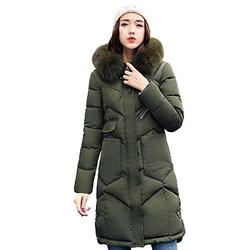 HOMEBABY Womens Down Puffa Jacket with Hood Women Ladies Winter Hooded Padded Coats Down Puffer Quilted Coat Jackets Bubble Coat Overcoat Women's Parka Size 10-20 (UK：20, Army Green)