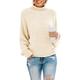 Asvivid Women Chunky Knit Turtleneck Sweater Long Sleeve Ribbed Casual Warm Pullover Jumper Beige