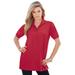 Plus Size Women's Polo Ultimate Tee by Roaman's in Classic Red (Size 1X) 100% Cotton Shirt