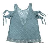 Free People Tops | Free People Geo Sands Lace Crochet Tie Tunic Top | Color: Blue/Green | Size: L