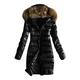 Linkay Womens Coats, Outwear Quilted Winter Warm Coats Fur Collar Hooded Jacket Tops Black, XL