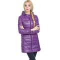 Lightweight Long Down Jacket Women with Hood Womens Down Coats Women's Packable Down Jacket Down Filled Coat Stand Collar Quilted Padded Hooded Puffer Jacket Ladies Bubble Puffa Jacket Winter Purple