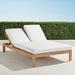 Calhoun Double Chaise with Cushions in Natural Teak - Cara Stripe Cobalt - Frontgate