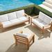 Calhoun 3-pc. Sofa Set in Natural Teak - Dove, Dove - Frontgate