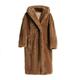 Women Faux Fur Long Coat TUDUZ Ladies Winter Warm Fuzzy Fleece Open Front Cardigan Outwear Jacket(C Brown,XS)