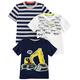 Simple Joys by Carter's Baby Jungen 3-Pack Short-Sleeve Tee T-Shirt, Grau Streifen/Marineblau/Weiß Dinosaurier, 4 Jahre (3er Pack)