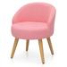 George Oliver Franke Solid Wood Vanity Stool w/ Backrest for Living Room, Bedroom Polyester/Wood/Upholstered in Pink | Wayfair