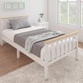 Panana Single Bed Solid Wood Bed Frame 3ft White Wooden For Adults, Kids, Teenagers (White + Wood)