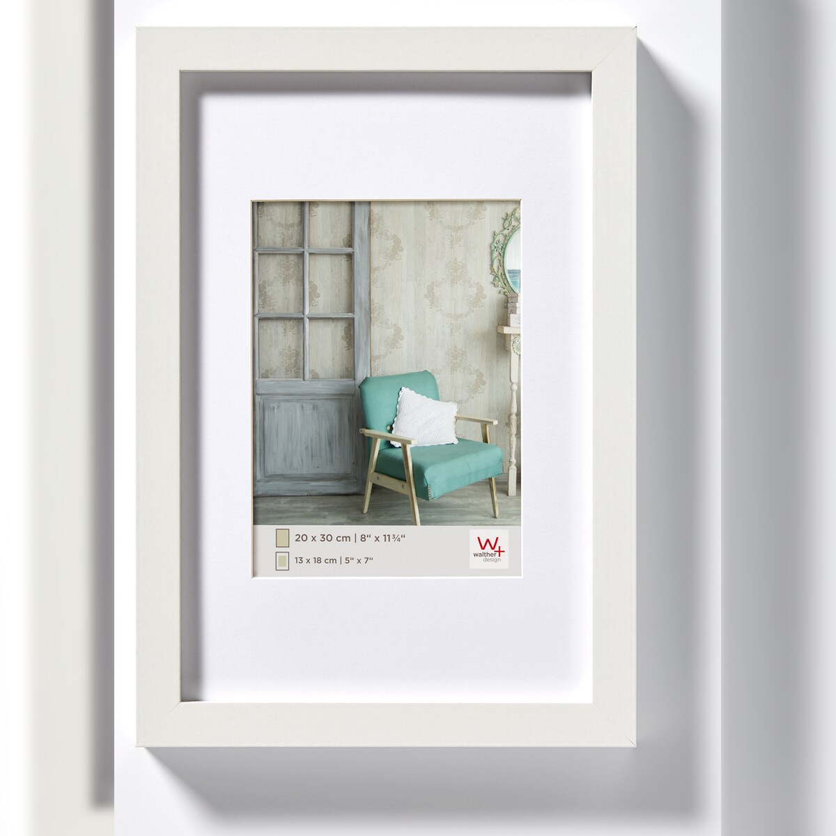walther + design Stockholm Holz Bilderrahmen 70x100 cm WEISS Image