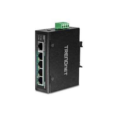 TRENDnet TI-PE50 DIN-Rail Switch 5-Port Industrial Fast Ethernet PoE+