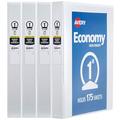 Avery Mini Economy View 3 Ring Binders, 1" Round Rings, Holds 5.5" x 8.5" Paper, White, 4 Pack (17702)