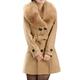 HARRYSTORE Womens Ladies Double Breasted Winter Warm Long Coat Wool Jacket Parka Outwear Fleece Overcoat Brown