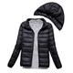 Lightweight Down Jacket Women with Movable Hood Womens Down Coats Women's Ultra Light Packable Down Jacket Down Filled Coat Quilted Padded Hooded Puffer Jacket Ladies Bubble Puffa Jacket Winter Black