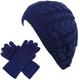 BYOS Womens Winter Cozy Cable Fleece Lined Knit Beret Beanie Hat (Set Available) - blue - One Size