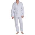 El Búho Nocturno - "The Gentlemen's Choice" Premium Striped Poplin Lapel Men's Long Pyjama Royal Blue 100% Cotton Size 5 (XL)
