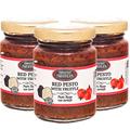 Red pesto Sauce with Black Truffle, Chilli Pepper, Sun-Dried Tomatoes, Gourmet Pesto with Truffle, Traditional Italian Taste in a Creamy Pasta Sauce with Olive Oil, Pesto Rosso con Tartufo (3 x 80g)