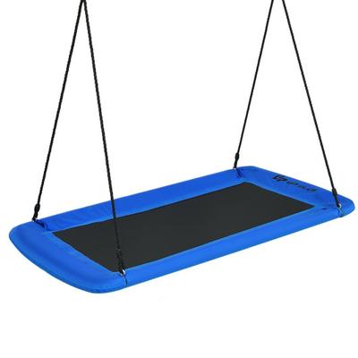 Costway 60 Inches Platform Tree Swing Outdoor with 2 Hanging Straps-Blue