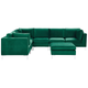 Modulares Sofa mit Ottomane rechtsseitig Grün Polsterbezug aus Samtstoff mit Metallgestell Silber Wohnzimmer Salon Möbel