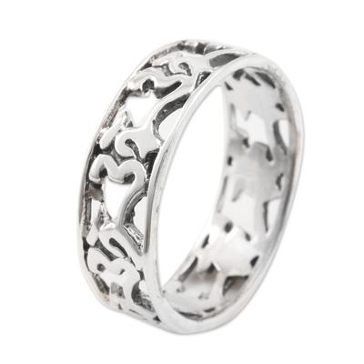 Save a Prayer,'Sterling Silver Om-Themed Band Ring from India'