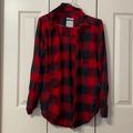 American Eagle Outfitters Tops | American Eagle Boyfriend Fit Flannel | Color: Black/Red | Size: S