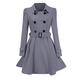 Lazzboy Jacket Women Dress Trench Coat Felt Duffle Solid Double Breasted Casual Lapel Belted Tunic Slim Cardigan Military Sherpa Parka Outwear Grey