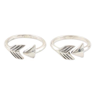 Bent Arrow,'Hand Crafted Sterling Silver Arrow Toe Rings (Pair)'