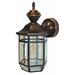 Alcott Hill® Brookport 13.5" H Beveled Glass Outdoor Wall Lantern w/ Dusk to Dawn Glass/Metal in Brown | 13.5 H x 7 W x 8.5 D in | Wayfair
