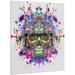 Design Art Abstract 'Skull w/ Glasses & Paint Splashes' Graphic Art on Metal in Green | 28 H x 12 W x 1 D in | Wayfair MT13402-12-28