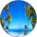 Design Art 'Mauritius Beach w/ Chairs' Photographic Print on Metal in Blue/Green | 23 H x 23 W x 1 D in | Wayfair MT9400-C23