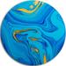 Design Art 'Light Blue Abstract Paint Mix' Oil Painting Print on Metal in Blue/Yellow | 23 H x 23 W x 1 D in | Wayfair MT9988-C23