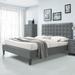 Brayden Studio® Pinder Tufted Low Profile Platform Bed Upholstered/Faux leather in Gray | 46 H x 63 W x 87 D in | Wayfair