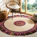 White 36 x 0.25 in Indoor Area Rug - Bungalow Rose Round Handwoven Flatweave Ivory/Red Area Rug Cotton/Jute & Sisal | 36 W x 0.25 D in | Wayfair