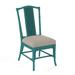 Braxton Culler Drury Lane Slat Back Side Dining Chair Upholstered/Wicker/Rattan in Gray/Blue/White | 39 H x 19 W x 25 D in | Wayfair