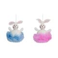 The Holiday Aisle® Feather Skirt Bunny Orn Hanging Figurine Ornament Metal in Blue | 4 H x 2.75 W x 2.5 D in | Wayfair