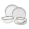 Canvas Home Dauville Porcelain Rim 5 Piece Dinnerware Set, Service For 1 Porcelain/Ceramic in Gray | Wayfair C35-PPS