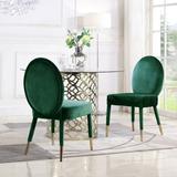 Mercer41 Tepper Velvet King Louis Back Side Chair Upholstered/Velvet in Green | 37 H x 19.1 W x 24.2 D in | Wayfair