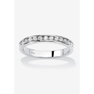 Women's Sterling Silver Simulated Birthstone Stackable Eternity Ring by PalmBeach Jewelry in April (Size 10)