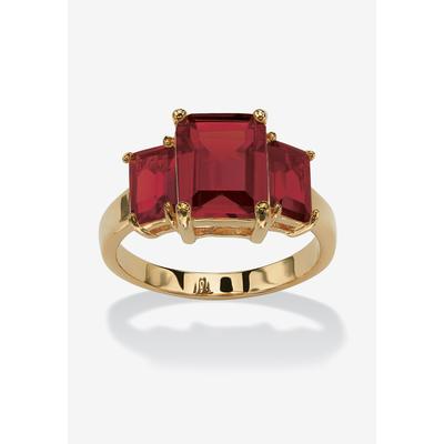 Women's Yellow Gold-Plated Simulated Emerald Cut Birthstone Ring by PalmBeach Jewelry in January (Size 10)