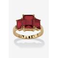 Women's Yellow Gold-Plated Simulated Emerald Cut Birthstone Ring by PalmBeach Jewelry in January (Size 6)