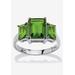 Women's Sterling Silver 3 Square Simulated Birthstone Ring by PalmBeach Jewelry in August (Size 7)