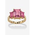 Women's Yellow Gold-Plated Simulated Emerald Cut Birthstone Ring by PalmBeach Jewelry in October (Size 10)