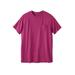 Men's Big & Tall Shrink-Less™ Lightweight Longer-Length Crewneck Pocket T-Shirt by KingSize in Heather Magenta (Size 4XL)