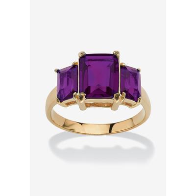 Women's Yellow Gold-Plated Simulated Emerald Cut Birthstone Ring by PalmBeach Jewelry in February (Size 9)